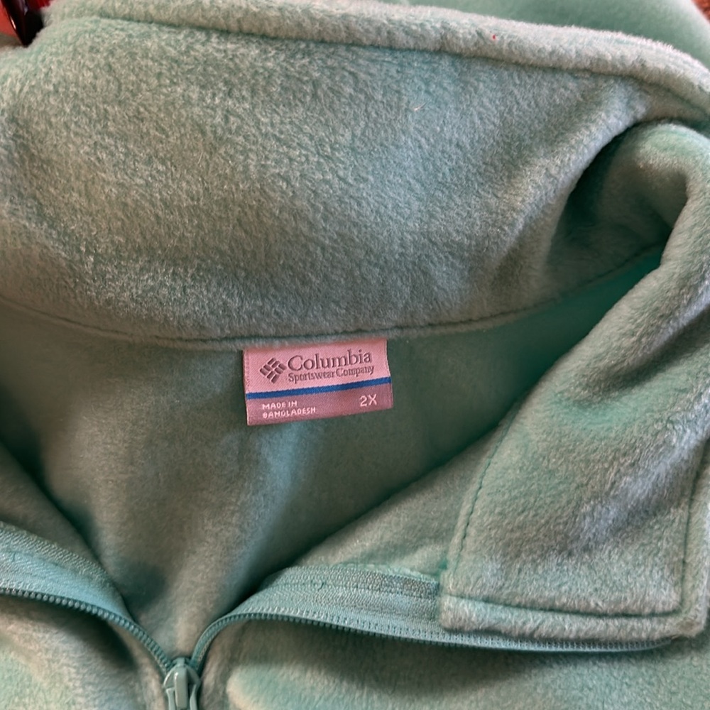Columbia Fleece Vest Size 2X Mint Green Side Zipper Pockets Lightweight New - Picture 5 of 12
